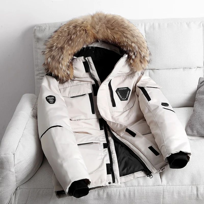 Herren Robuster Winterparka mit Kunstfellkapuze, wattierter Thermofütterung und Multifunktionstaschen Drune