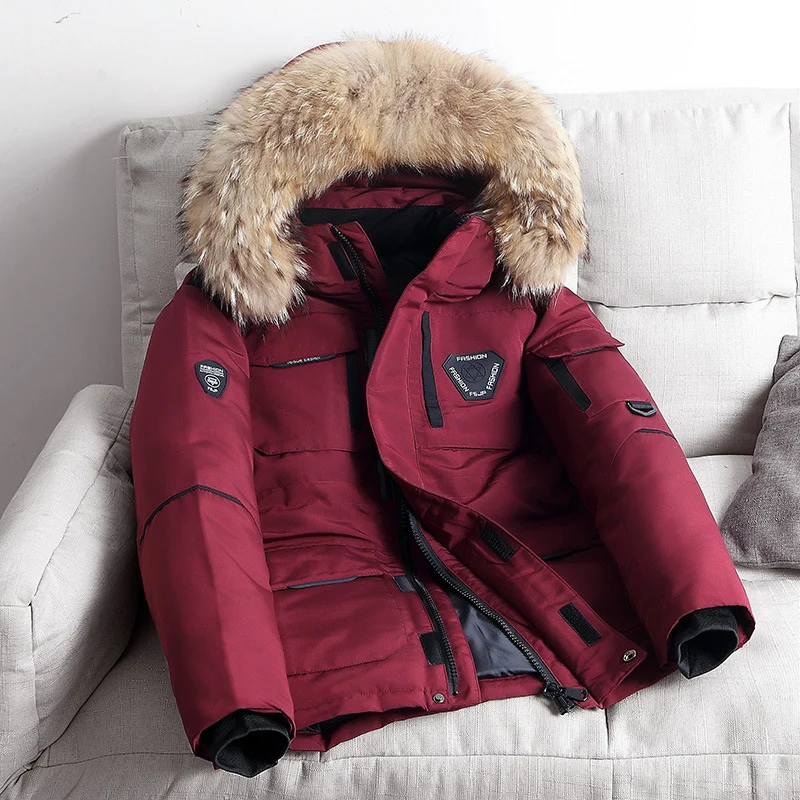 Herren Robuster Winterparka mit Kunstfellkapuze, wattierter Thermofütterung und Multifunktionstaschen Drune