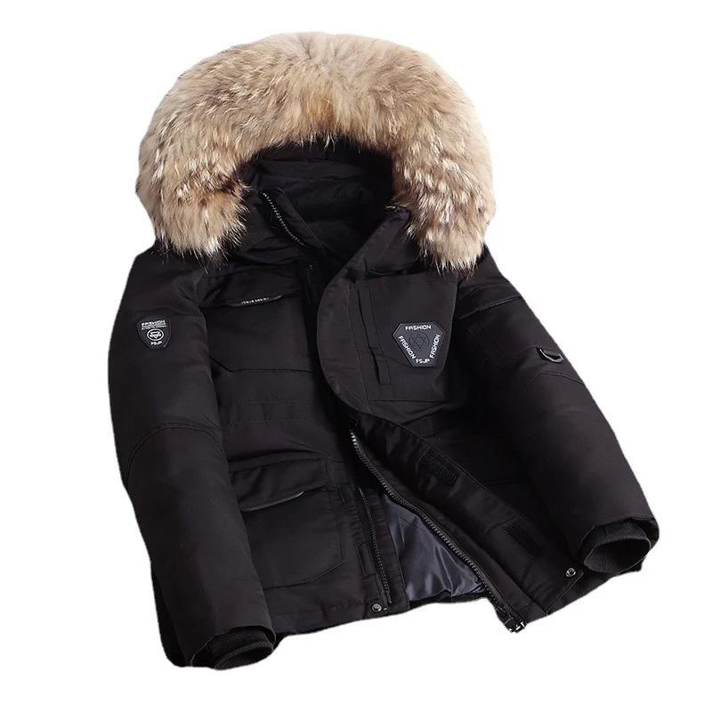 Herren Robuster Winterparka mit Kunstfellkapuze, wattierter Thermofütterung und Multifunktionstaschen Drune