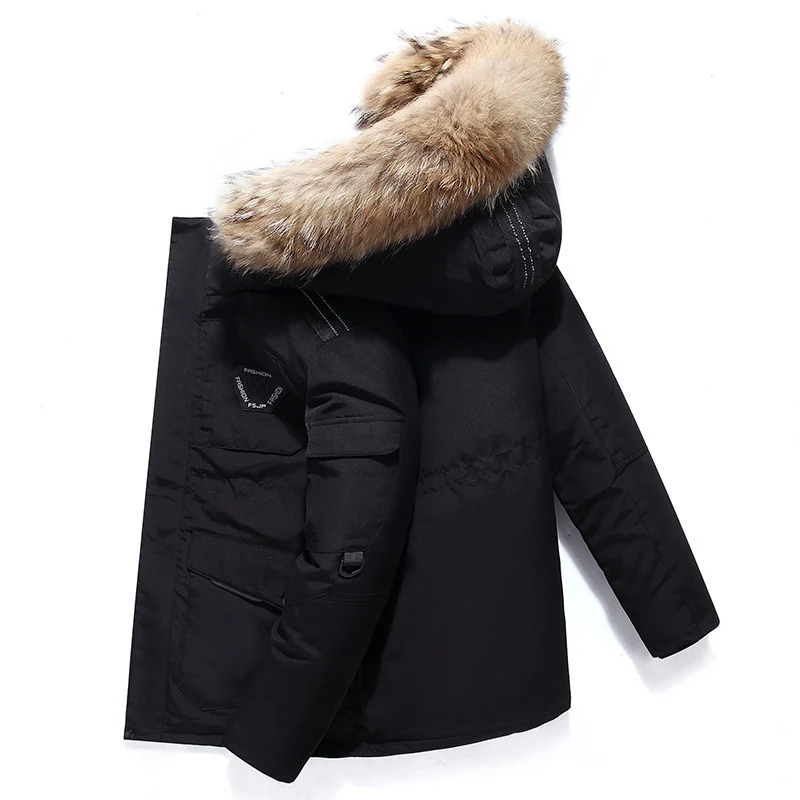 Herren Robuster Winterparka mit Kunstfellkapuze, wattierter Thermofütterung und Multifunktionstaschen Drune