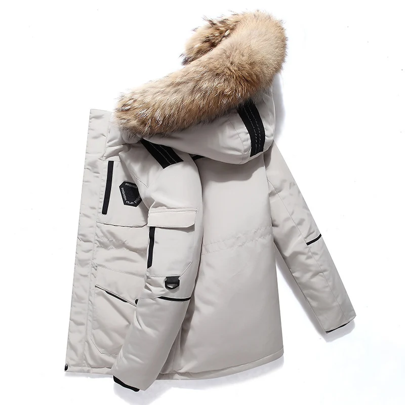 Herren Robuster Winterparka mit Kunstfellkapuze, wattierter Thermofütterung und Multifunktionstaschen Drune