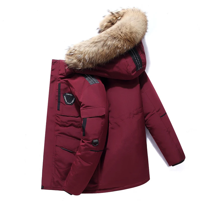 Herren Robuster Winterparka mit Kunstfellkapuze, wattierter Thermofütterung und Multifunktionstaschen Drune