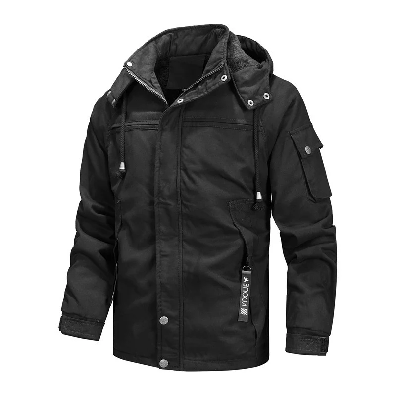 Herren robuster Winterparka im Urban-Utility-Stil mit fleecegefüttertem Kragen und Multifunktions-Taschen Drune