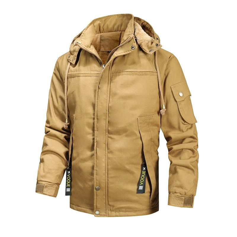Herren robuster Winterparka im Urban-Utility-Stil mit fleecegefüttertem Kragen und Multifunktions-Taschen Drune