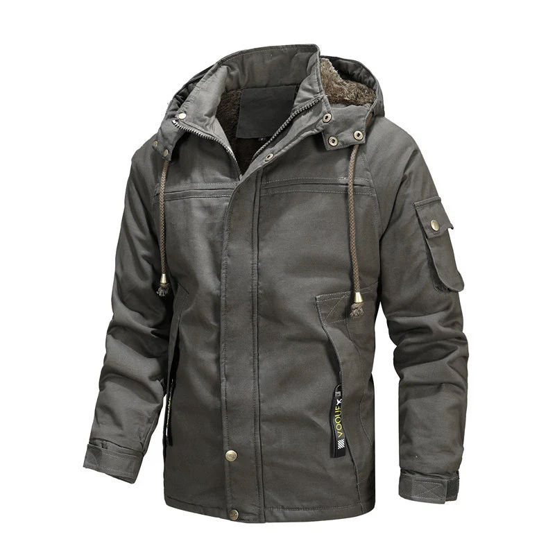 Herren robuster Winterparka im Urban-Utility-Stil mit fleecegefüttertem Kragen und Multifunktions-Taschen Drune