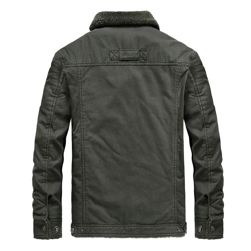 Herren robuster Canvas-Fieldblouson mit wärmender Sherpa-Innenlage und Hemdkragen Drune