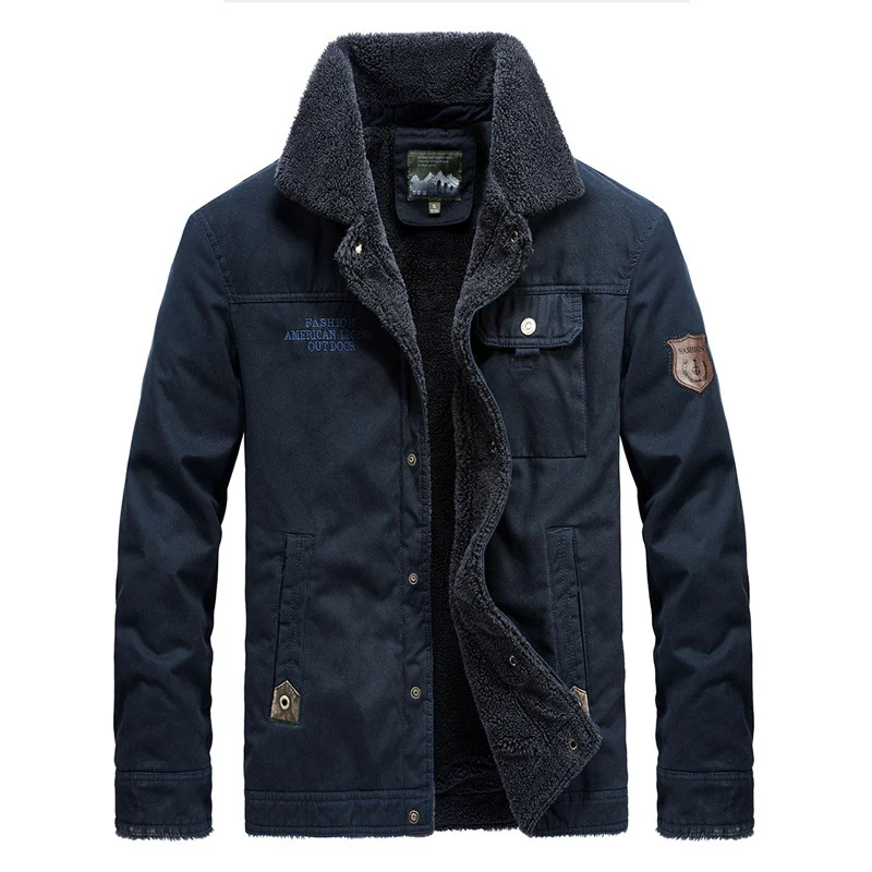 Herren robuster Canvas-Fieldblouson mit wärmender Sherpa-Innenlage und Hemdkragen Drune