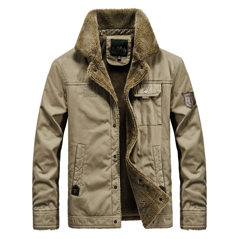Herren robuster Canvas-Fieldblouson mit wärmender Sherpa-Innenlage und Hemdkragen Drune