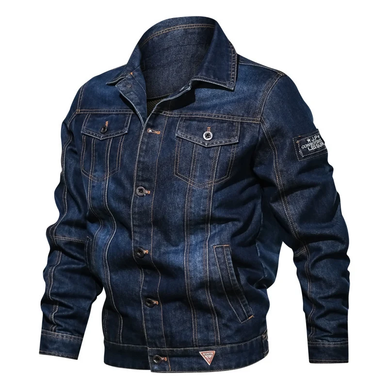 Herren Robuste Denim-Truckerjacke im Vintage-Washed-Look mit Kontraststeppungen Drune