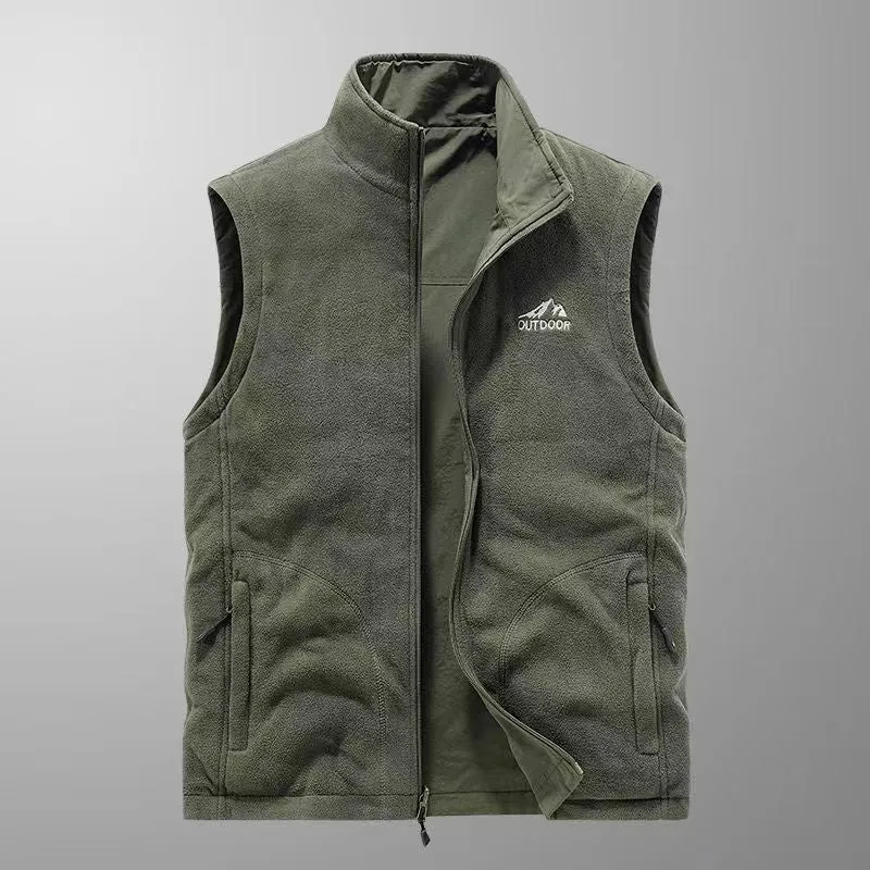 Herren robuste Canvas-Utility-Weste mit multifunktionalen Außentaschen und hohem Stehkragen Drune