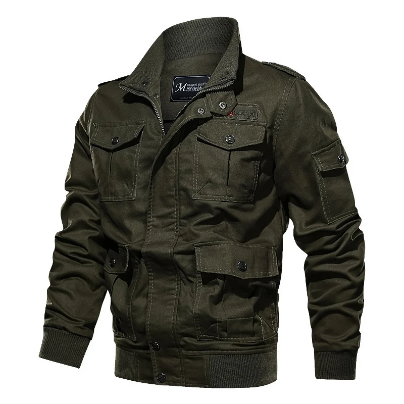 Herren robuste Canvas-Fliegerjacke im Utility-Fieldstil mit Schulterpatten und Mehrfachtaschen Drune