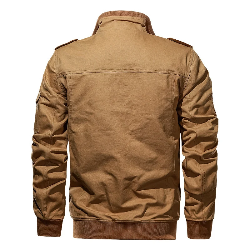 Herren robuste Canvas-Fliegerjacke im Utility-Fieldstil mit Schulterpatten und Mehrfachtaschen Drune