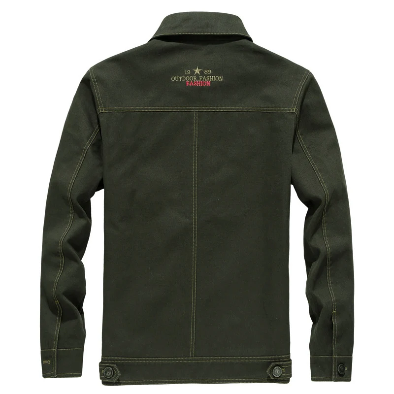 Herren Robuste Canvas-Fieldjacke im Military-Worker-Stil mit Brustpattentaschen und Zier-Patches Drune