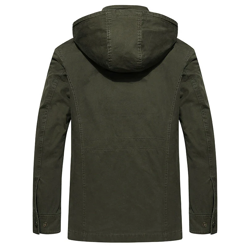 Herren robuste Canvas-Feldjacke mit Kapuze, Mehrfach-Taschen und verstärkten Nähten Drune