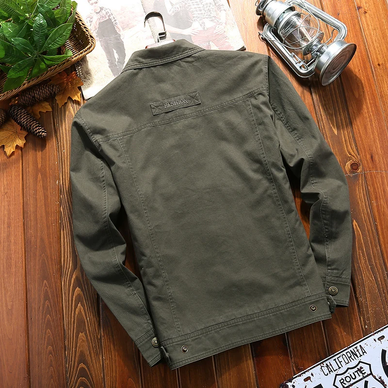 Herren robuste Canvas-Feldjacke mit Brusttasche Stickdetail und Hemdkragen Drune