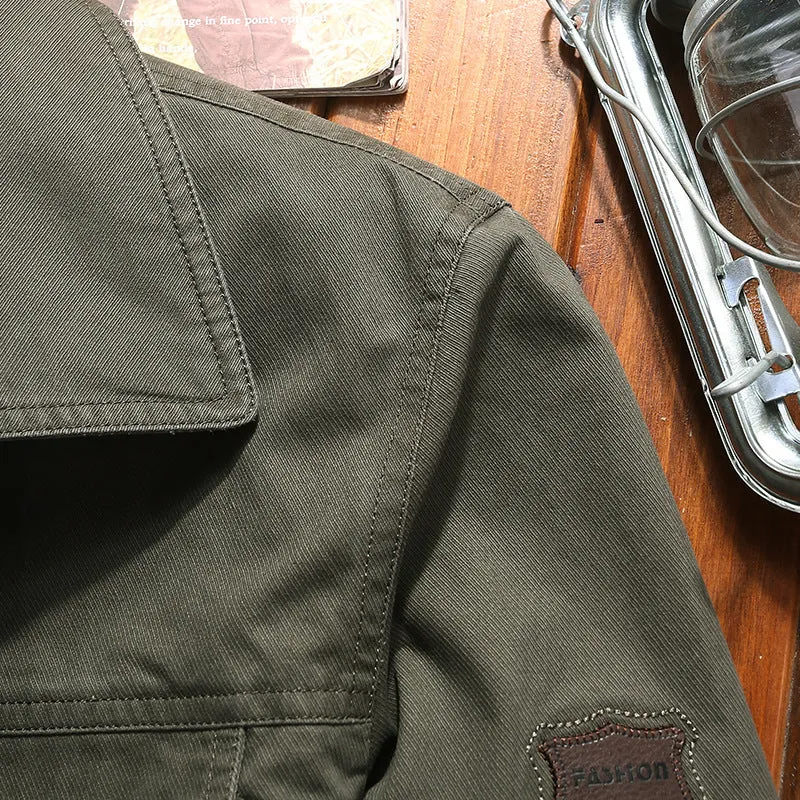 Herren robuste Canvas-Feldjacke mit Brusttasche Stickdetail und Hemdkragen Drune