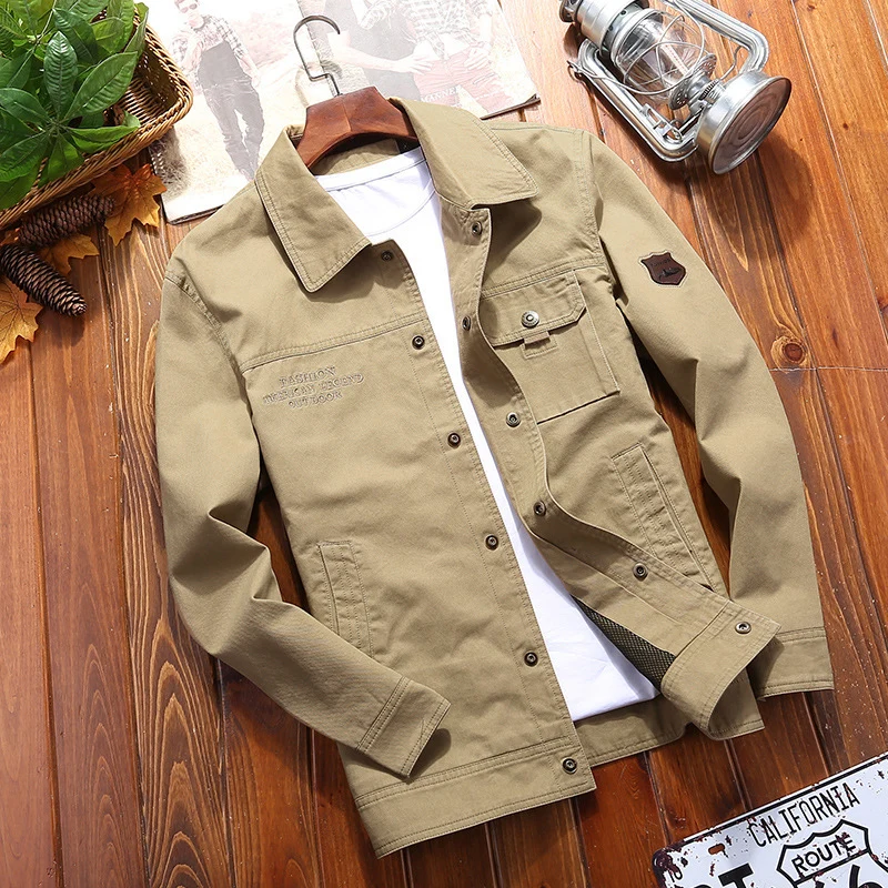 Herren robuste Canvas-Feldjacke mit Brusttasche Stickdetail und Hemdkragen Drune