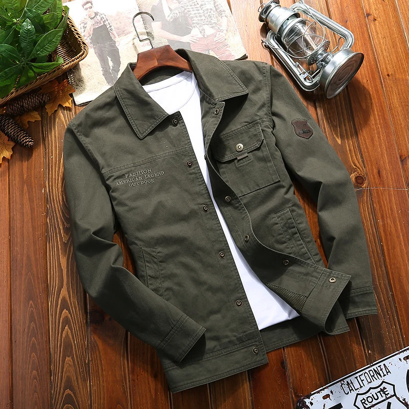 Herren robuste Canvas-Feldjacke mit Brusttasche Stickdetail und Hemdkragen Drune