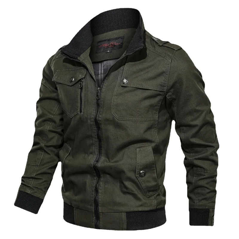 Herren robust geschnittene Canvas-Fieldjacke mit Rippenkragen und Utility-Taschen Drune