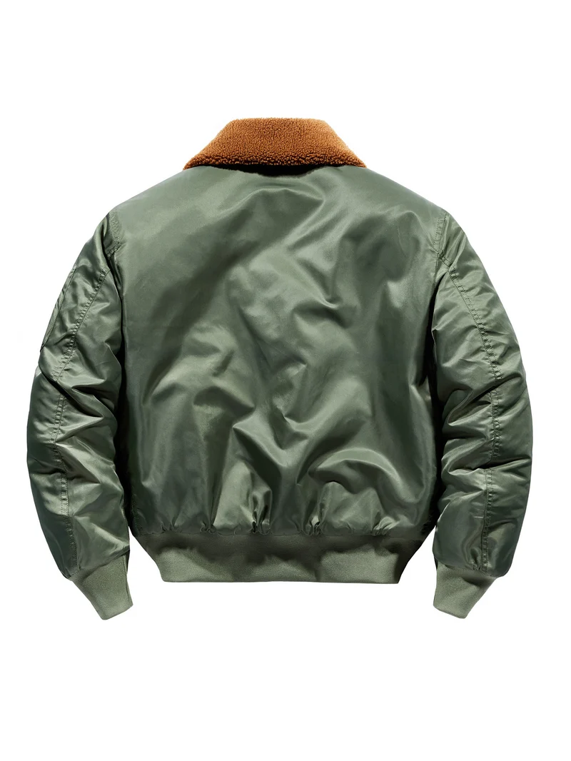 Herren Pilotenbomberjacke mit Teddykragen und Utility-Ärmeltasche Drune
