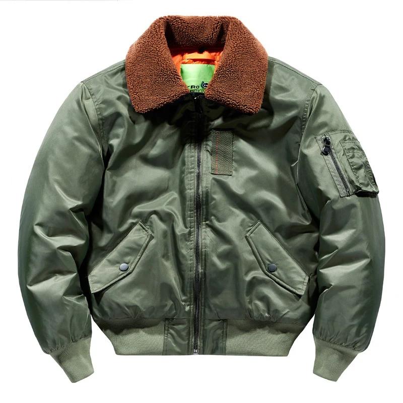 Herren Pilotenbomberjacke mit Teddykragen und Utility-Ärmeltasche Drune