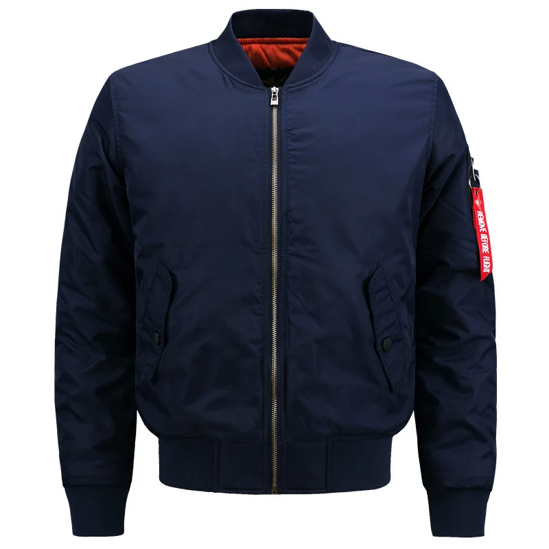 Herren Pilotenbomberjacke im Aviatorstil mit kontrastierendem Thermofutter, Utility-Ärmeltasche und elastischen Rippbündchen Drune