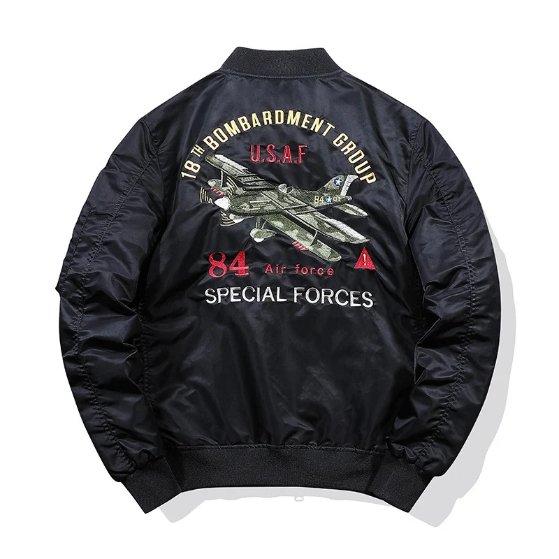 Herren Pilotenblouson mit Military‑Patches, Ärmeltasche und winddichter Nylon‑Optik Drune