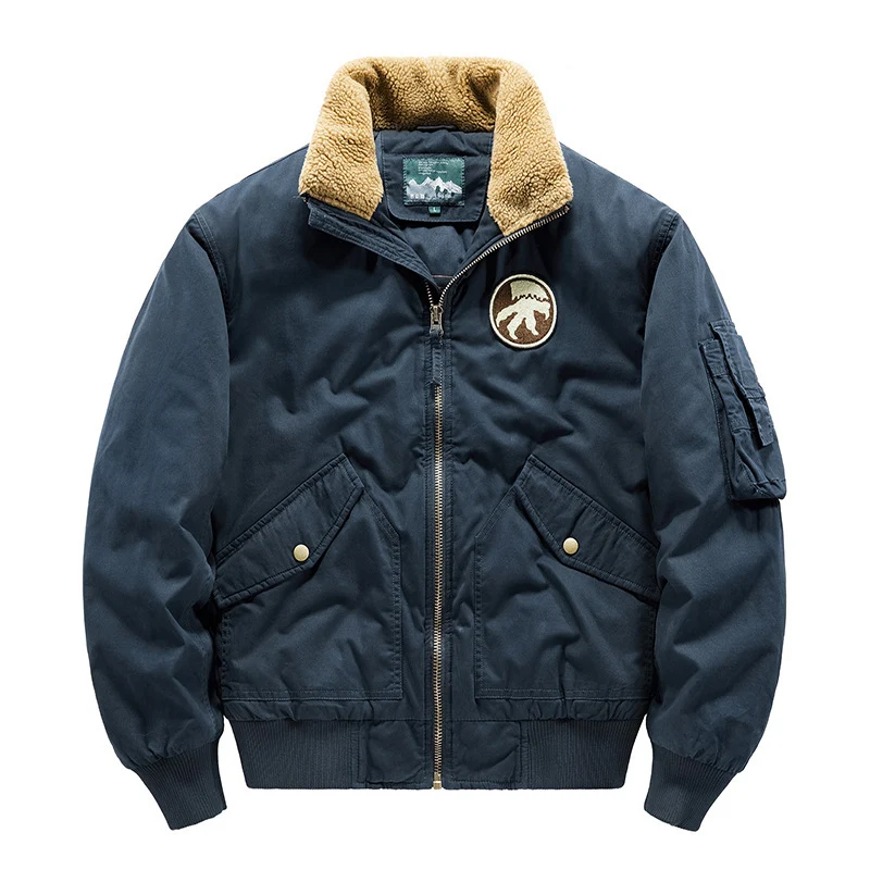 Herren Piloten-Bomberjacke mit Teddykragen, gesteppter Thermofütterung und Utility-Taschen Drune