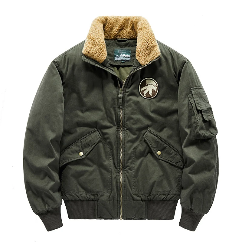 Herren Piloten-Bomberjacke mit Teddykragen, gesteppter Thermofütterung und Utility-Taschen Drune