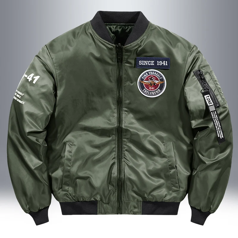 Herren Piloten-Bomberjacke mit Patch-Details, Nylon‑Shell und Ärmeltasche Drune