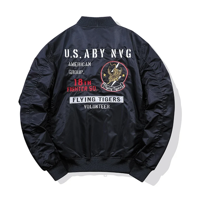 Herren Piloten-Bomberjacke im Vintage-Militärstil mit Stickpatches und Utility-Ärmeltasche Drune