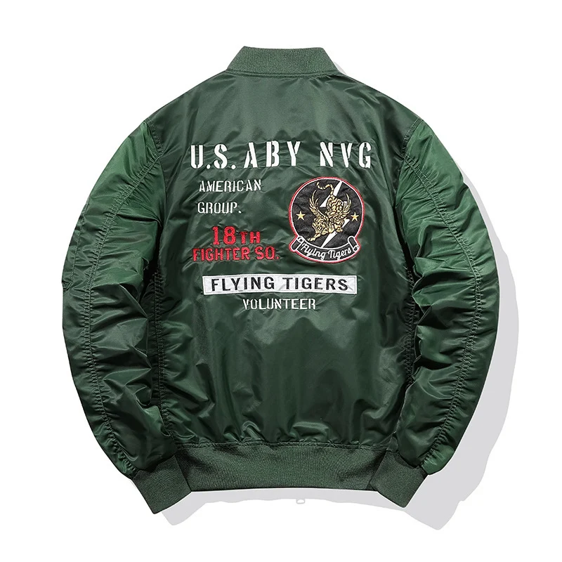 Herren Piloten-Bomberjacke im Vintage-Militärstil mit Stickpatches und Utility-Ärmeltasche Drune