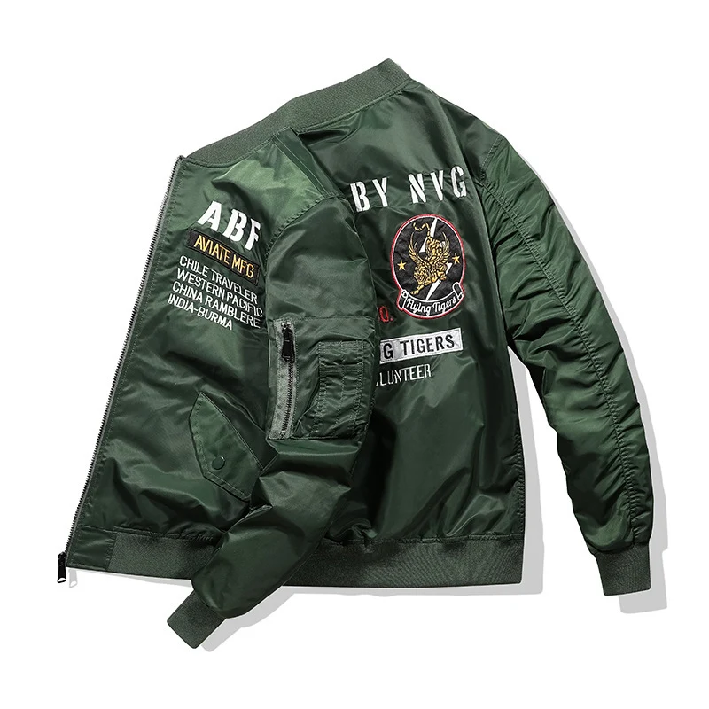 Herren Piloten-Bomberjacke im Vintage-Militärstil mit Stickpatches und Utility-Ärmeltasche Drune