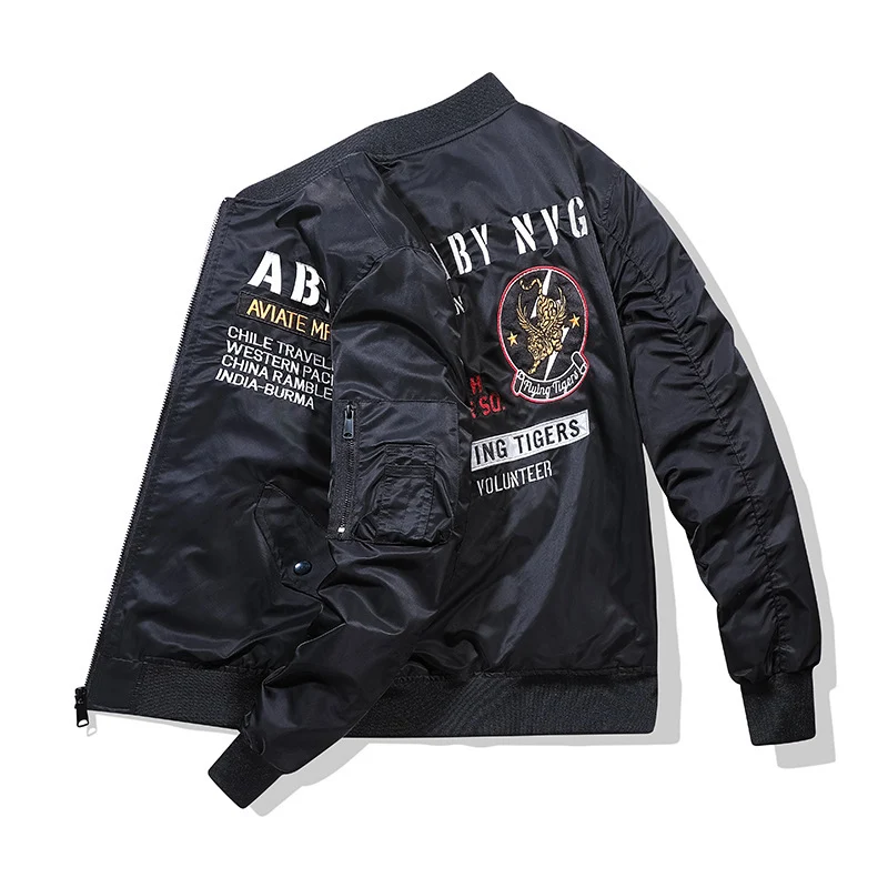 Herren Piloten-Bomberjacke im Vintage-Militärstil mit Stickpatches und Utility-Ärmeltasche Drune
