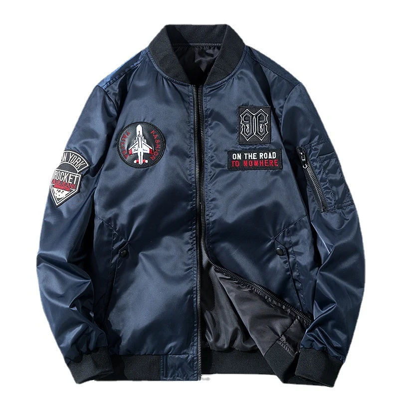 Herren Piloten-Bomberjacke im Aviator-Look mit Patch‑Applikationen und windabweisendem Nylon Drune