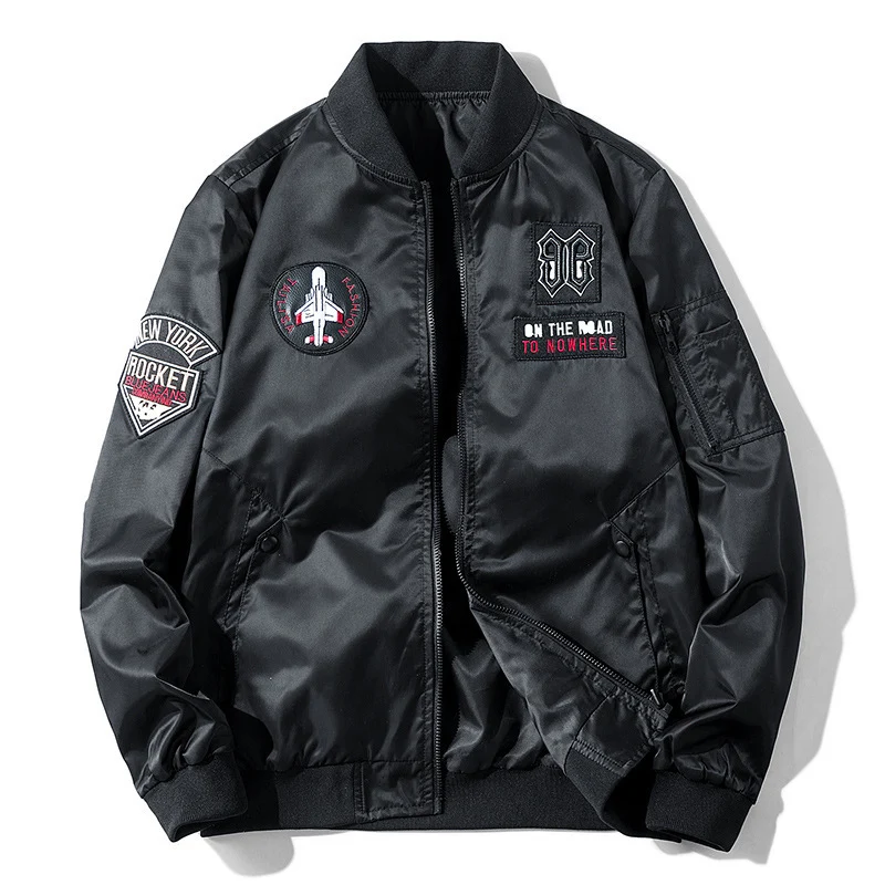 Herren Piloten-Bomberjacke im Aviator-Look mit Patch‑Applikationen und windabweisendem Nylon Drune