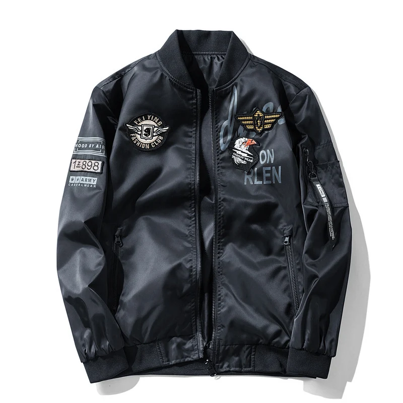 Herren Piloten-Bomberjacke im Aviator-Look mit Patch‑Applikationen und windabweisendem Nylon Drune