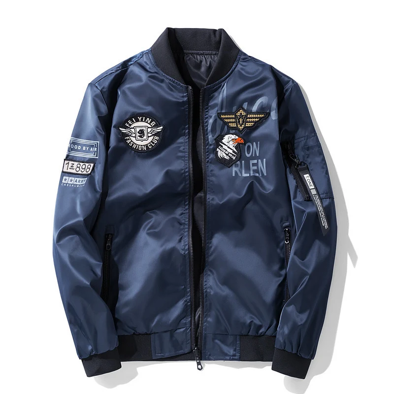 Herren Piloten-Bomberjacke im Aviator-Look mit Patch‑Applikationen und windabweisendem Nylon Drune