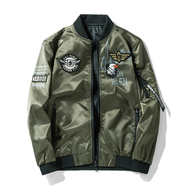 Herren Piloten-Bomberjacke im Aviator-Look mit Patch‑Applikationen und windabweisendem Nylon Drune