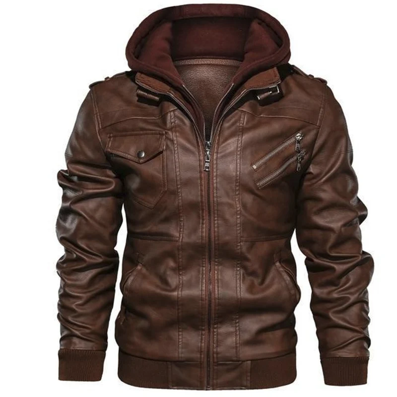 Herren Piloten-Blouson aus Kunstleder mit integriertem Kapuzen-Inlay und Zipper-Details Drune