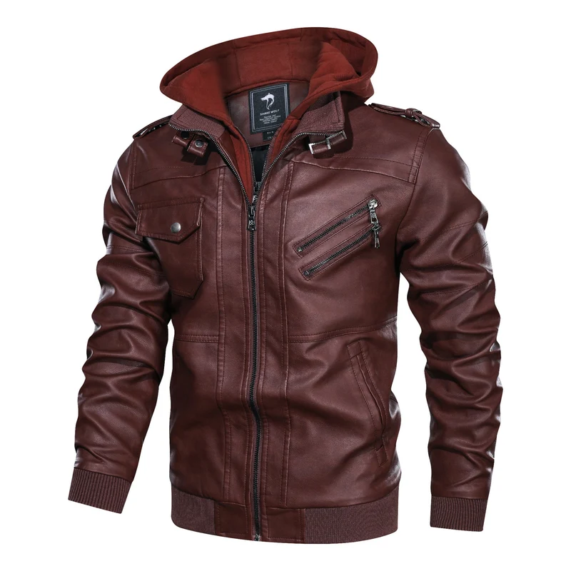 Herren Piloten-Blouson aus Kunstleder mit integriertem Kapuzen-Inlay und Zipper-Details Drune