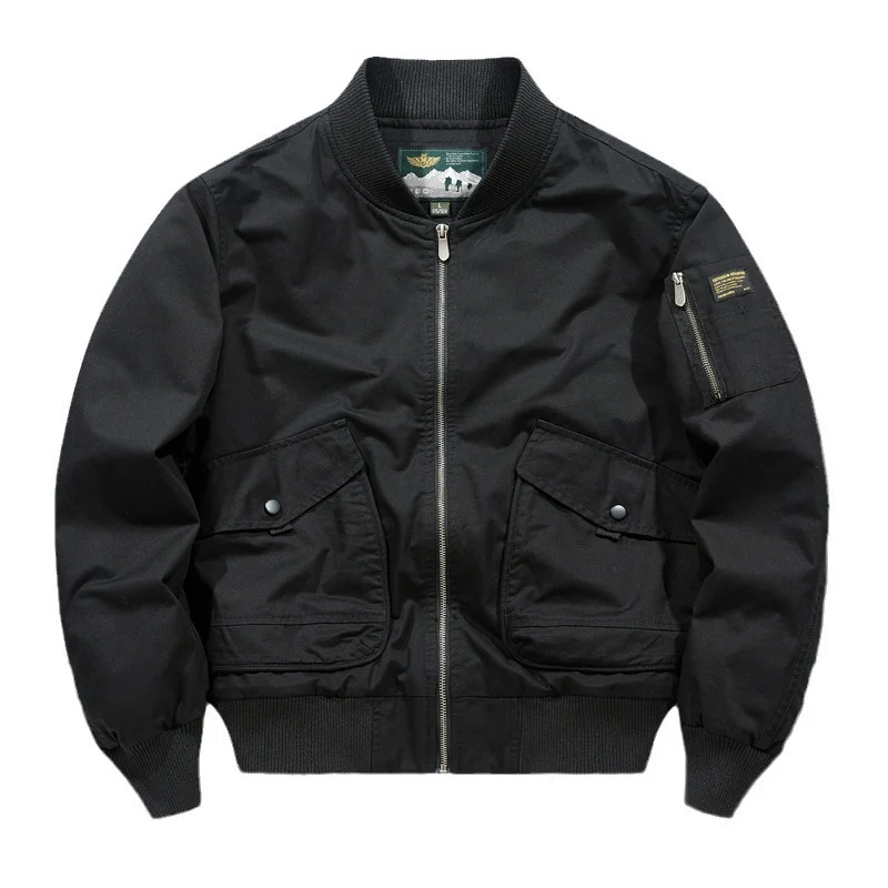 Herren Pilot‑Bomberjacke im Urban‑Utility‑Stil mit großen Klapp‑Pattentaschen und Ärmel‑Reißverschlusstasche Drune
