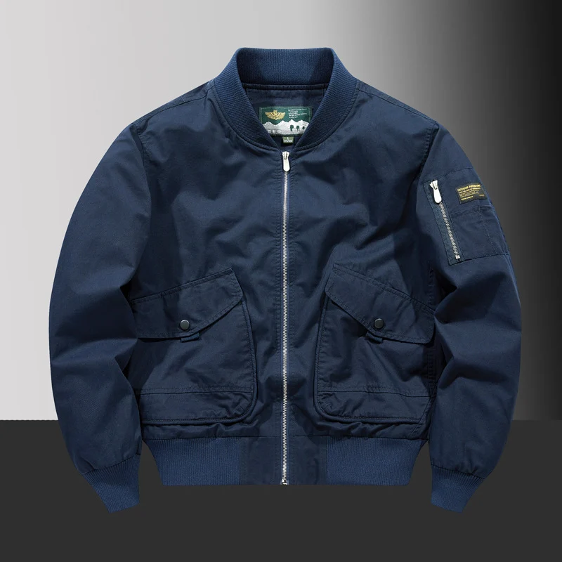 Herren Pilot‑Bomberjacke im Urban‑Utility‑Stil mit großen Klapp‑Pattentaschen und Ärmel‑Reißverschlusstasche Drune