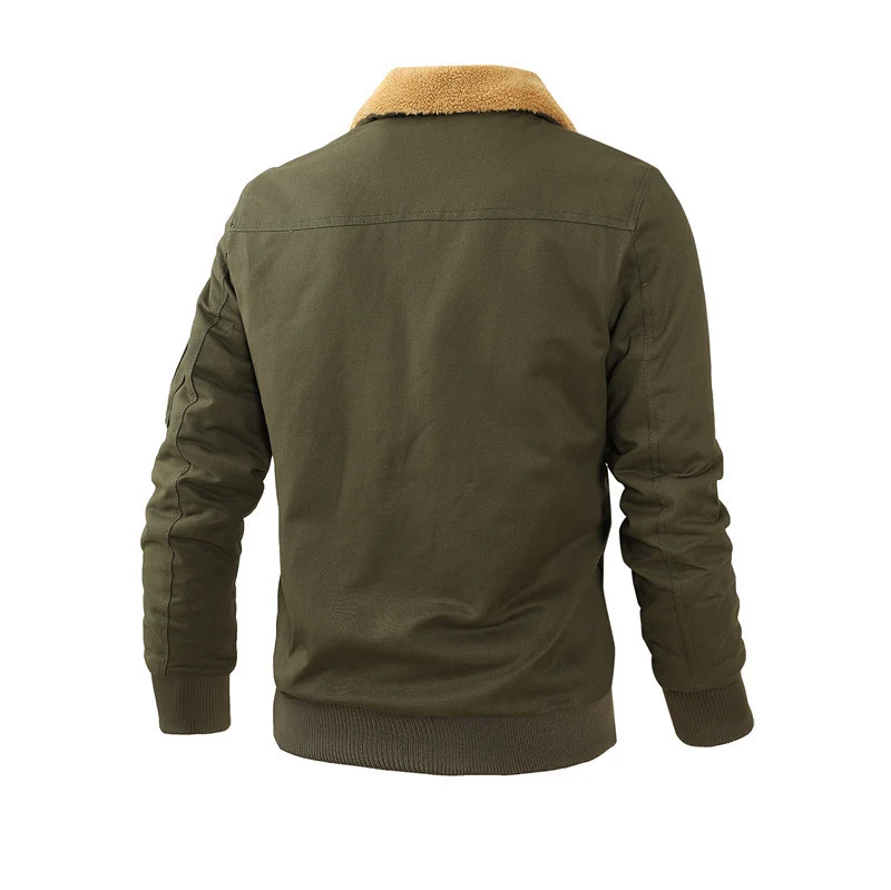 Herren Pilot-Blouson aus robustem Canvas mit Kunstfellkragen und Multitaschen-Design Drune