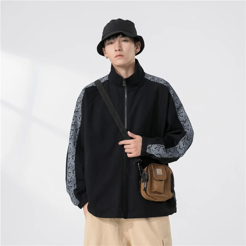 Herren Oversize Übergangsjacke mit Raglanärmeln, Stehkragen und elastischen Bündchen Drune