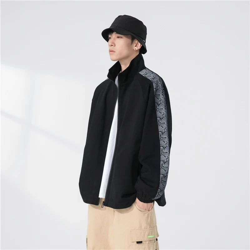 Herren Oversize Übergangsjacke mit Raglanärmeln, Stehkragen und elastischen Bündchen Drune