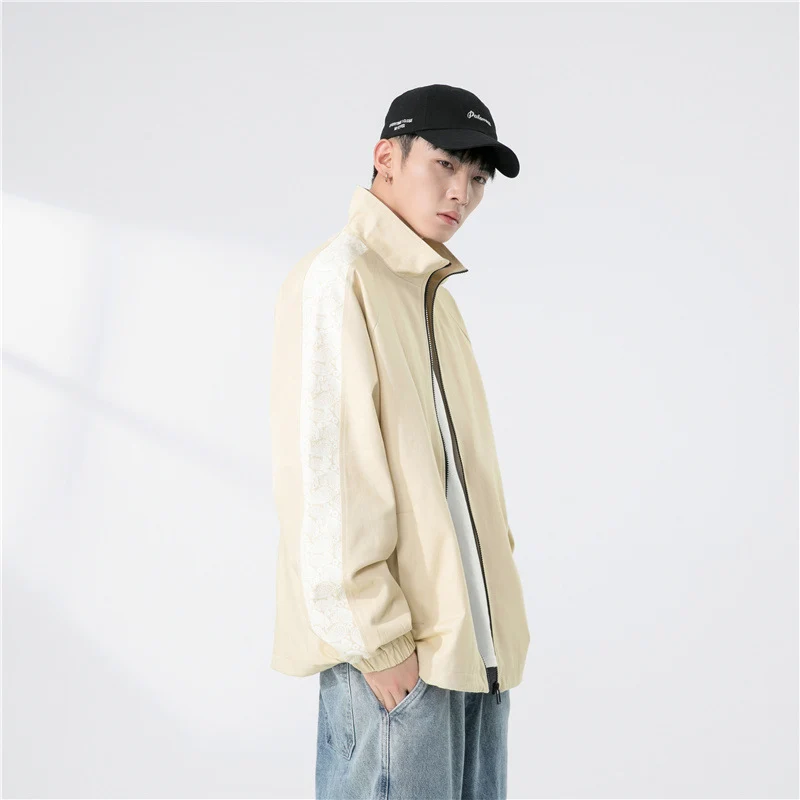 Herren Oversize Übergangsjacke mit Raglanärmeln, Stehkragen und elastischen Bündchen Drune