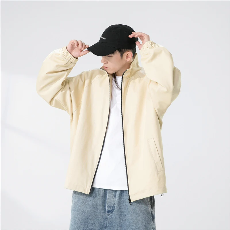 Herren Oversize Übergangsjacke mit Raglanärmeln, Stehkragen und elastischen Bündchen Drune