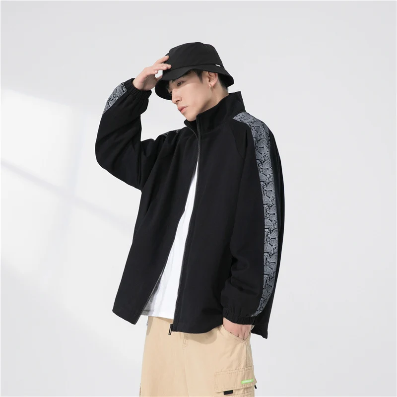 Herren Oversize Übergangsjacke mit Raglanärmeln, Stehkragen und elastischen Bündchen Drune