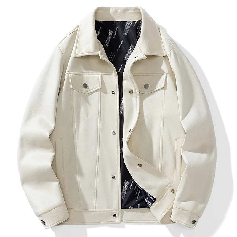 Herren Overshirt‑Jacke aus weichem Wollmix mit gesteppter Innenfütterung und Druckknopfverschluss Drune